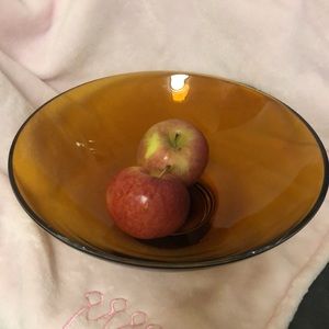 Vintage amber glass wide bowl